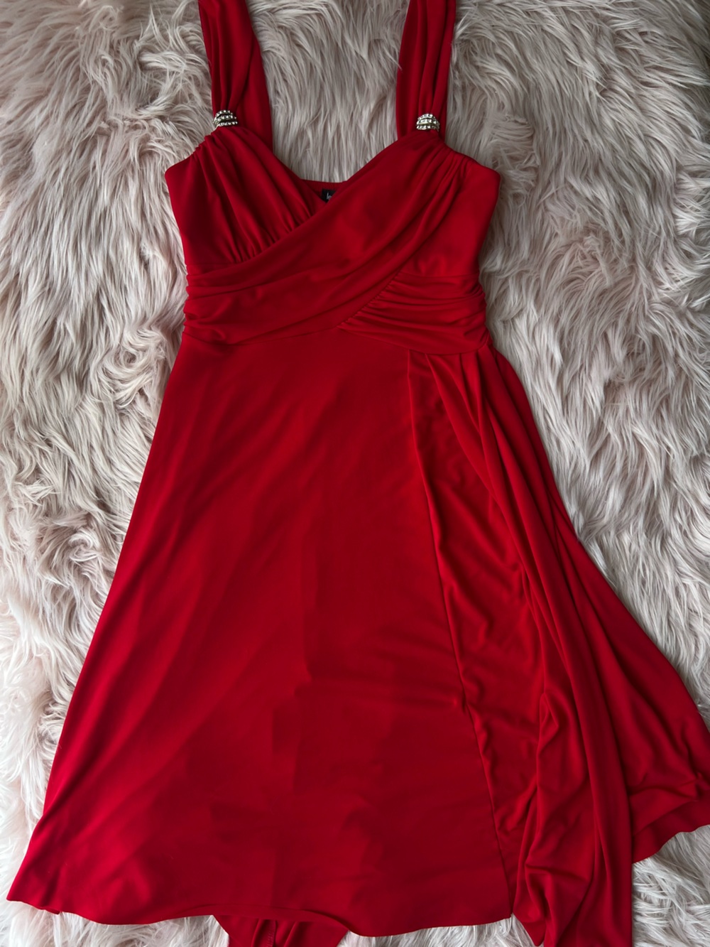 Vintage Made in Canada le chateau Red Dress with Jewels Extra Small